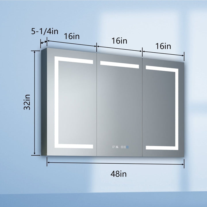 Boost-M2 48x32 LED Lighted Bathroom Medicine Cabinet Recessed Waterproof Mirror Image 3