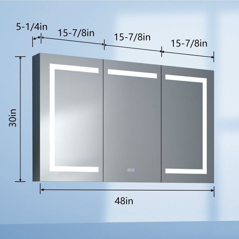 Boost-M1 48" W x 30" H LED Lighted Medicine Cabinet Recessed Surface Mount Image 2