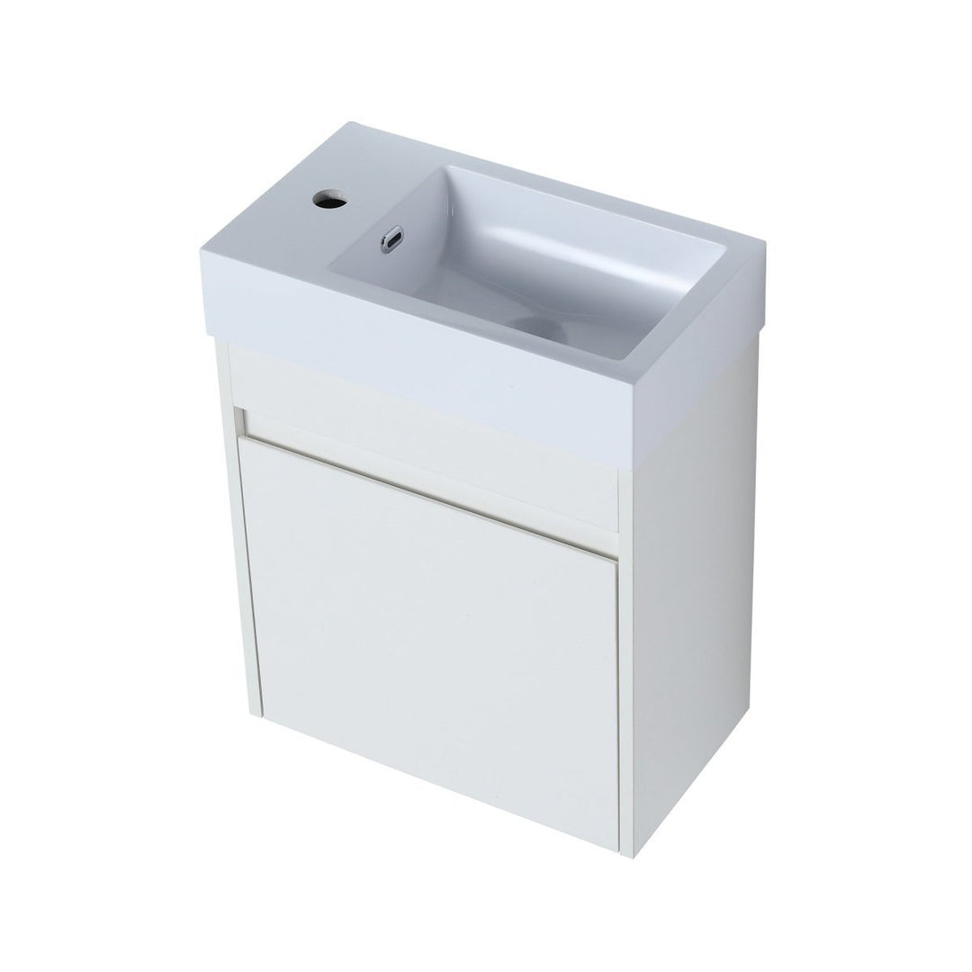 ExBrite 18 Floating Bathroom Vanity White Resin Sink Soft-Close Cabinet Wooden Image 5