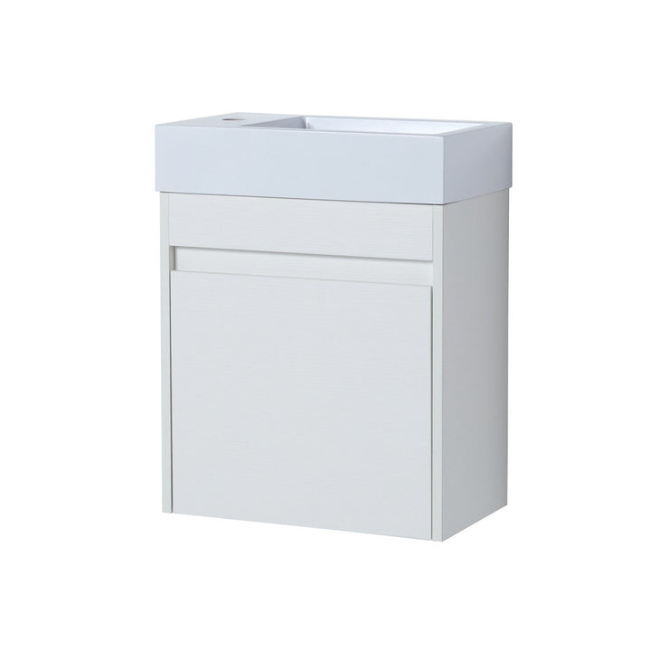 ExBrite 18 Floating Bathroom Vanity White Resin Sink Soft-Close Cabinet Wooden Image 6