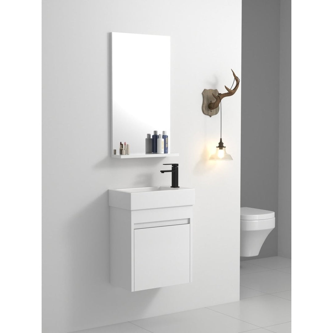 ExBrite 18 Floating Bathroom Vanity White Resin Sink Soft-Close Cabinet Wooden Image 10