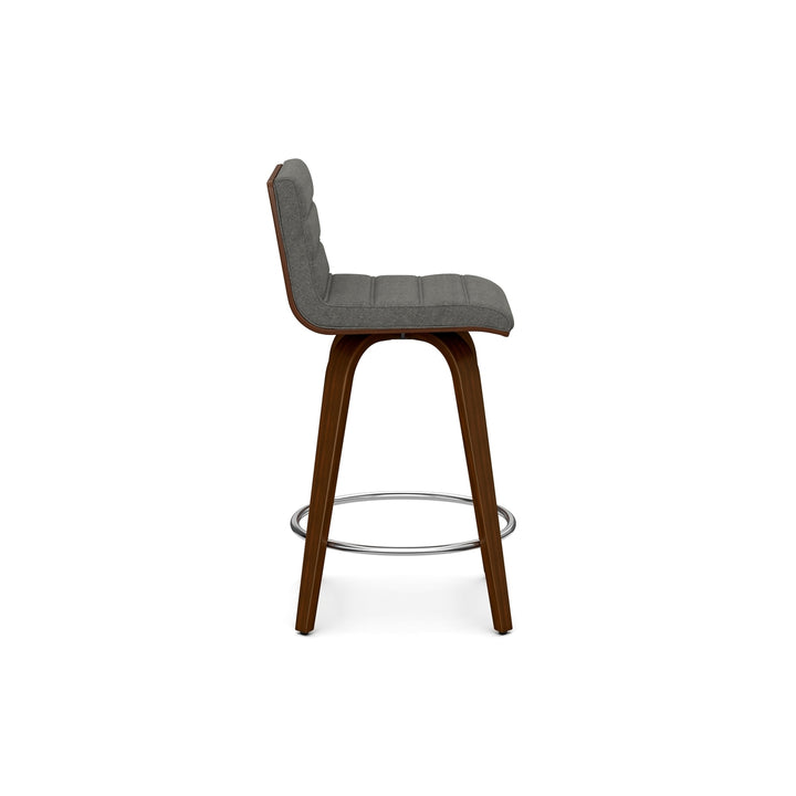 Roland Swivel Counter Height Stool Linen Upholstered Wood 360-Degree Chair Image 3