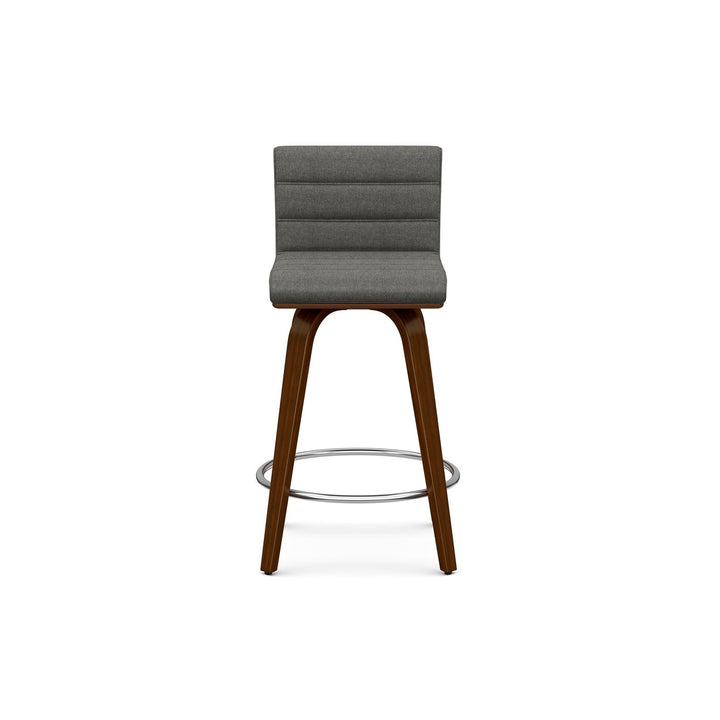 Roland Swivel Counter Height Stool Linen Upholstered Wood 360-Degree Chair Image 7