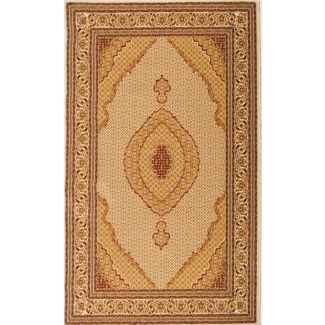 10 Runner Beige and Ivory Oriental Power Loom Runner Rug Image 2