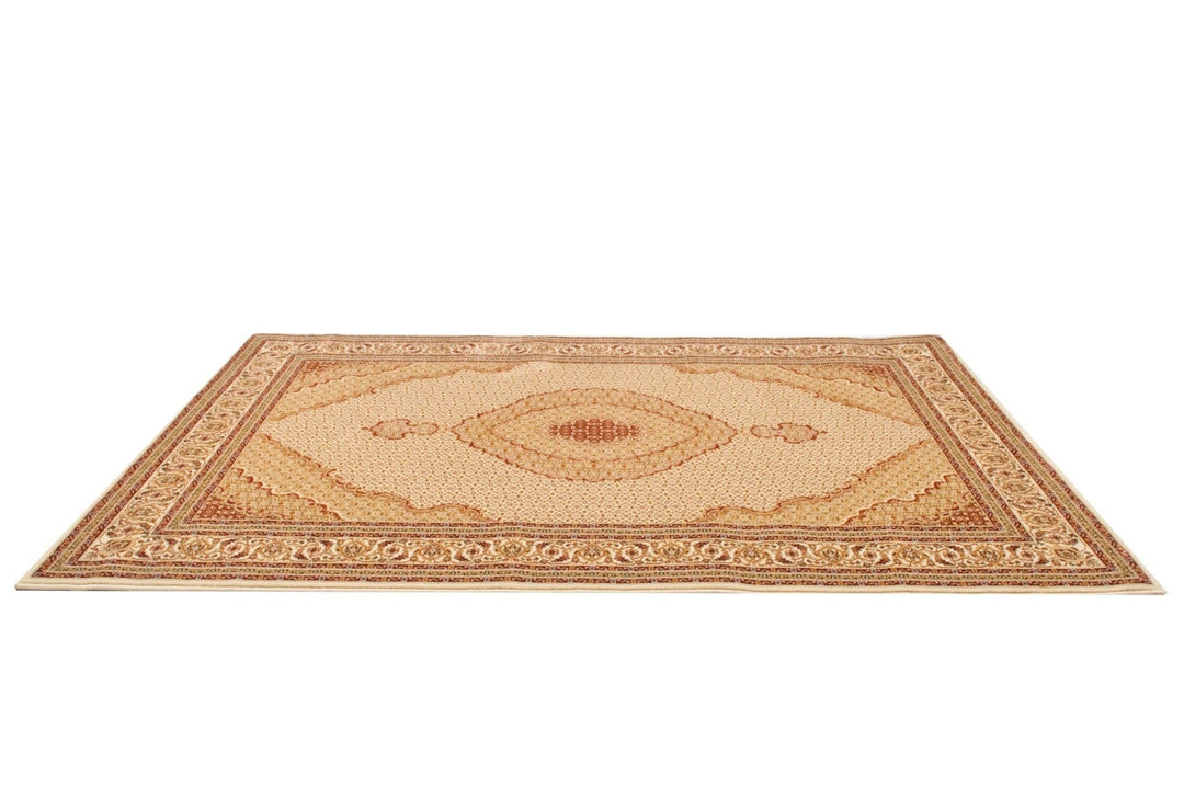 10 Runner Beige and Ivory Oriental Power Loom Runner Rug Image 7