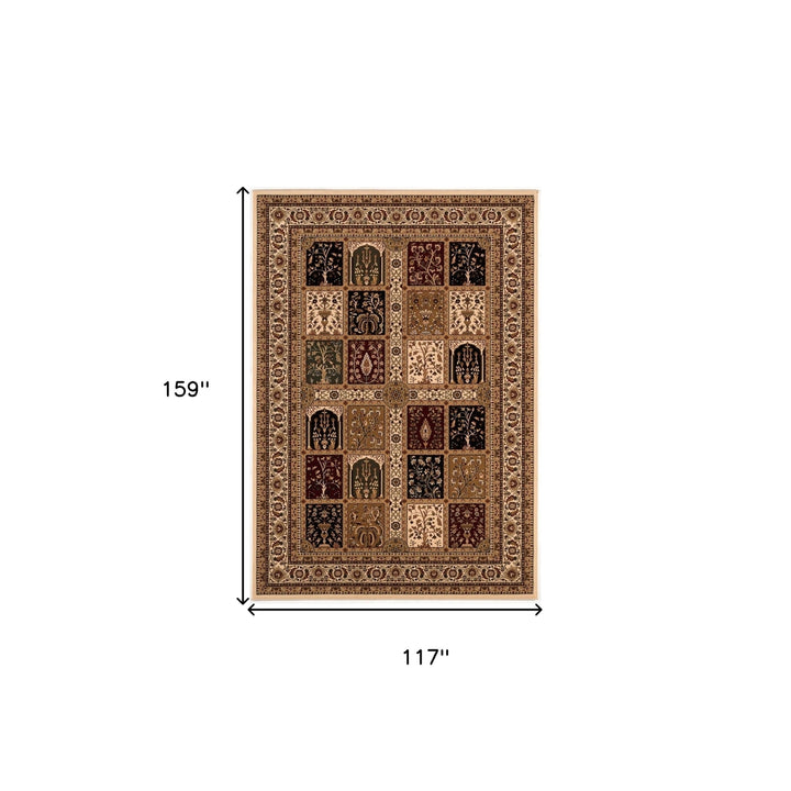 10 x 13 Beige and Black Oriental Washable Non Skid Area Rug Image 1