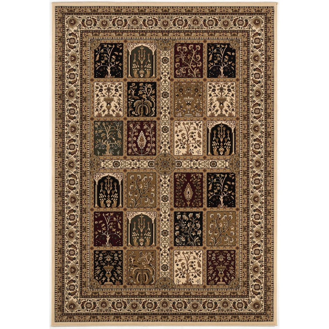 10 x 13 Beige and Black Oriental Washable Non Skid Area Rug Image 2