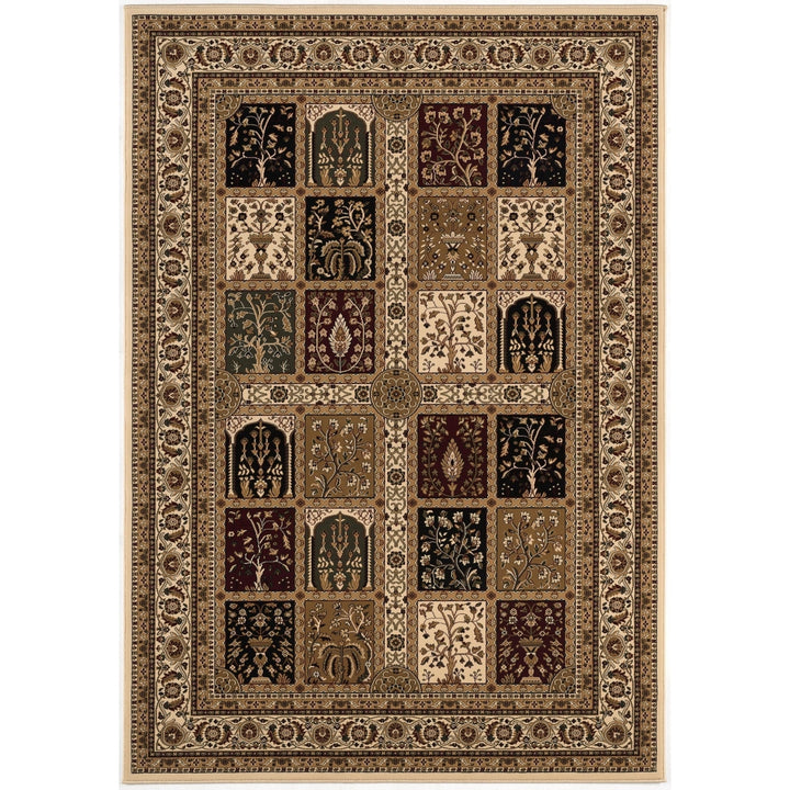 10 x 13 Beige and Black Oriental Washable Non Skid Area Rug Image 2