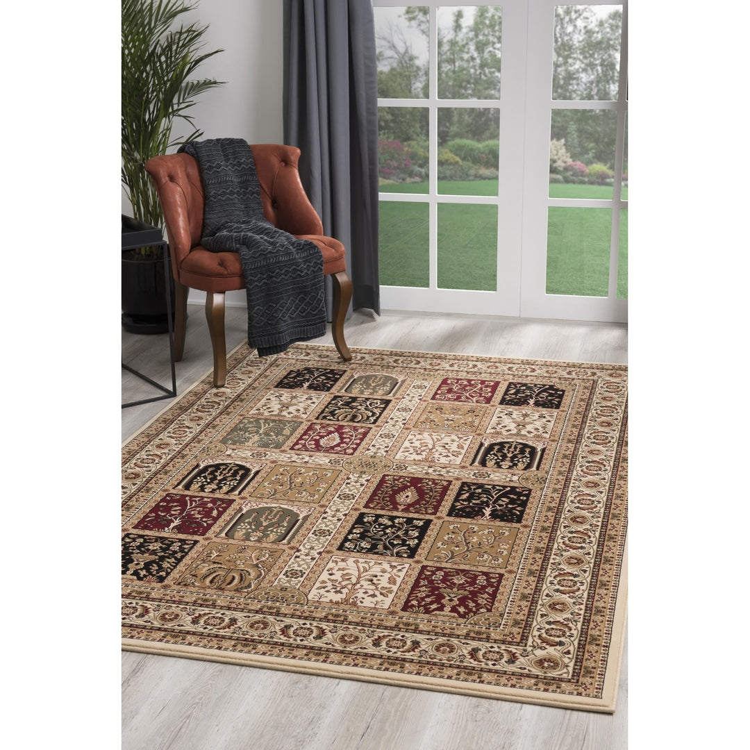 10 x 13 Beige and Black Oriental Washable Non Skid Area Rug Image 5