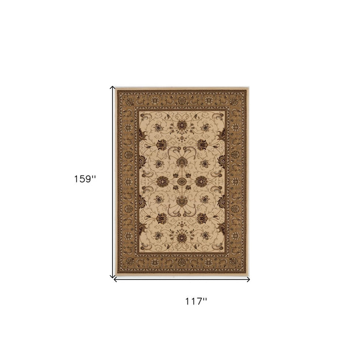 10 x 13 Beige and Brown Oriental Washable Non Skid Area Rug Image 9