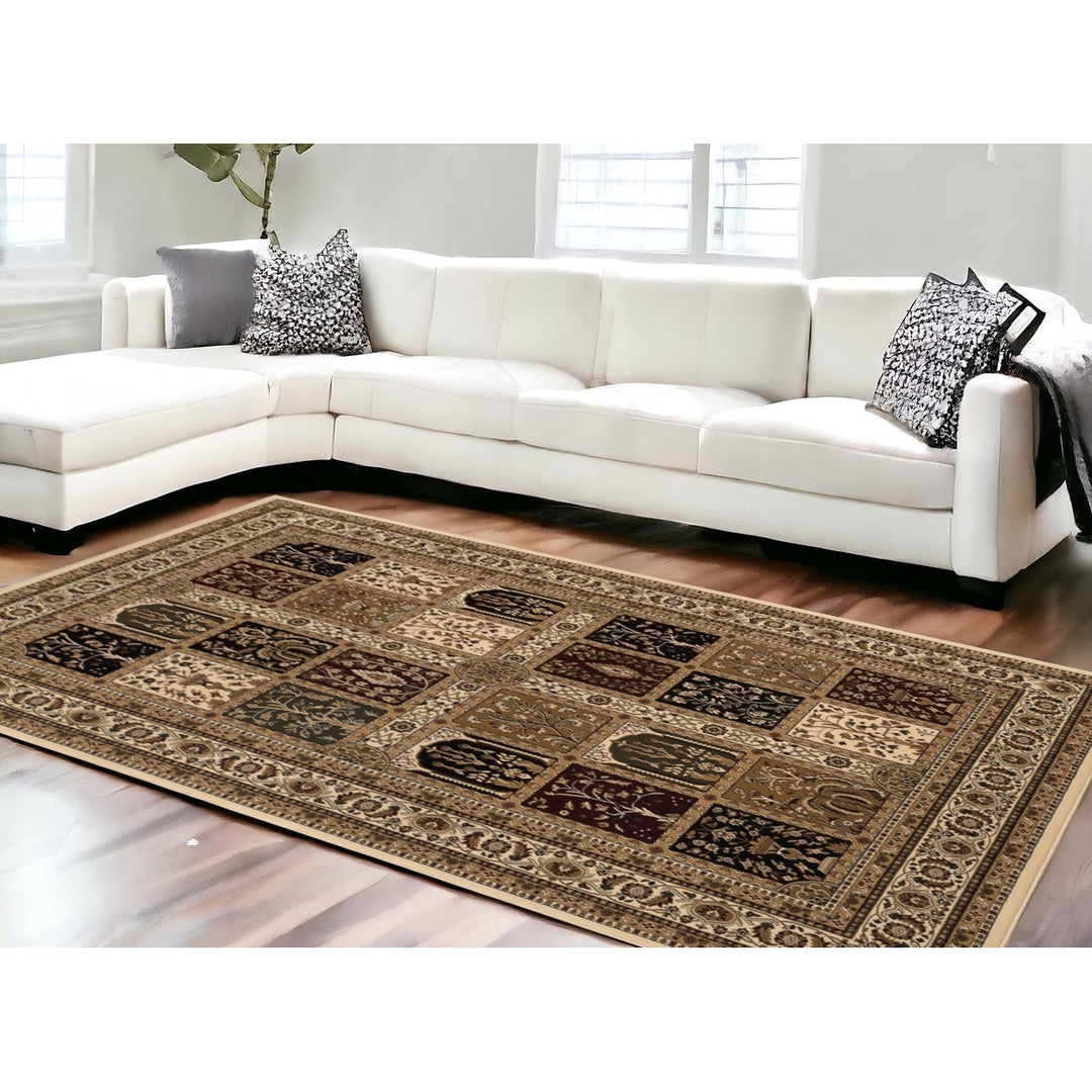 10 x 13 Beige and Black Oriental Washable Non Skid Area Rug Image 12