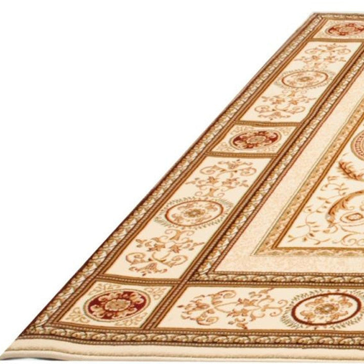 10 x 13 Beige and Ivory Oriental Washable Non Skid Area Rug Image 8