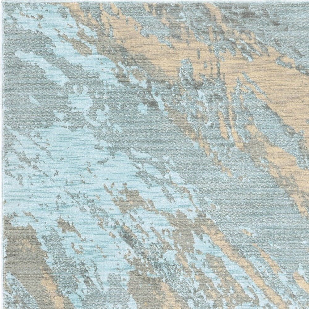 5X8 Blue And Gray Abstract Impasto Area Rug Image 5