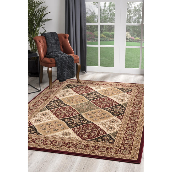 10 x 13 Red and Black Oriental Washable Non Skid Area Rug Image 4