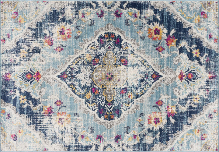 12 X 18 Blue Oriental Washable Non Skid Area Rug Image 2