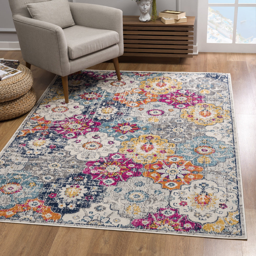 12 X 18 Rust Floral Washable Non Skid Area Rug Image 9