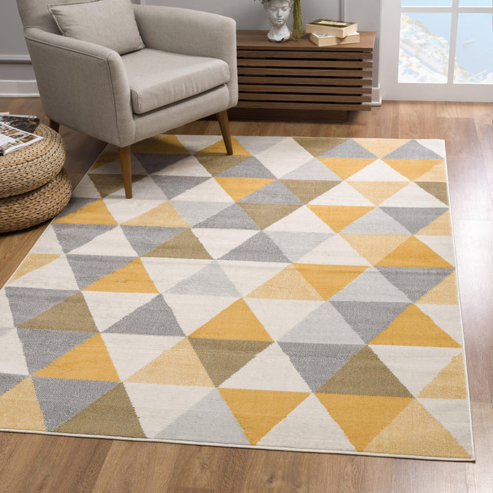 12 X 18 Yellow Geometric Washable Non Skid Area Rug Image 9