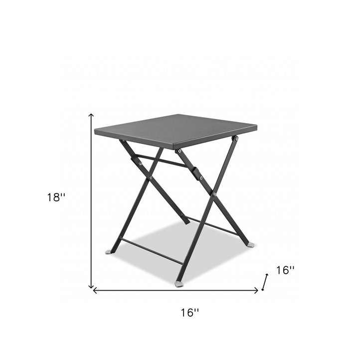 18" Gray Stainless Steel Square End Table Image 3