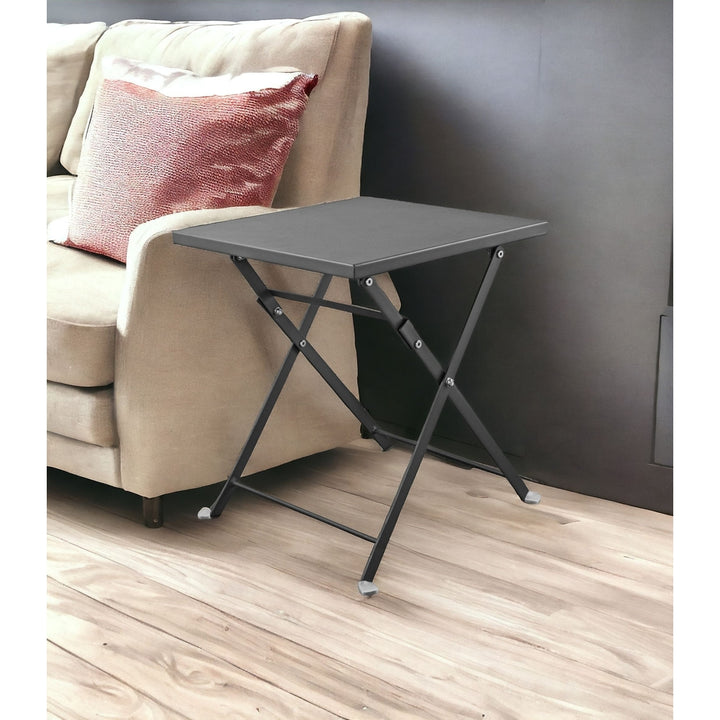 18" Gray Stainless Steel Square End Table Image 6