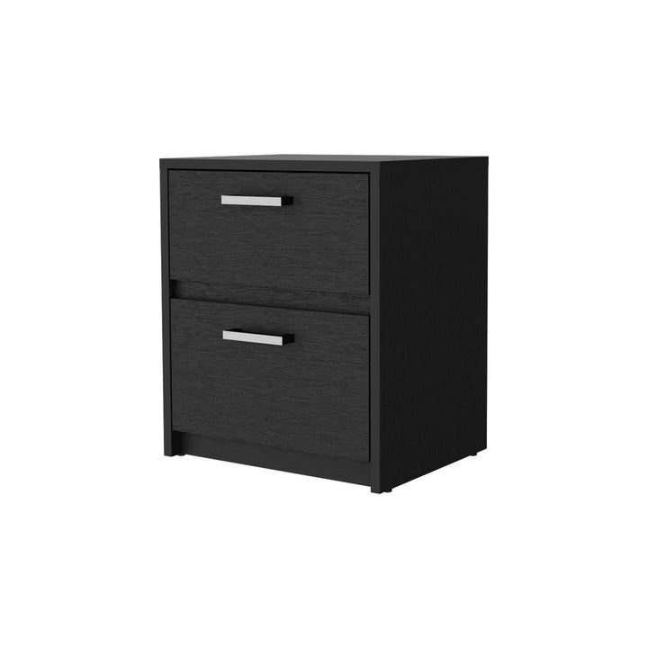 19" Black Two Drawer Nightstand With Integrated Tech Image 2