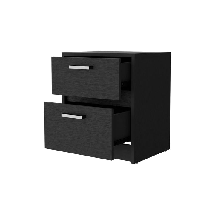 19" Black Two Drawer Nightstand With Integrated Tech Image 6