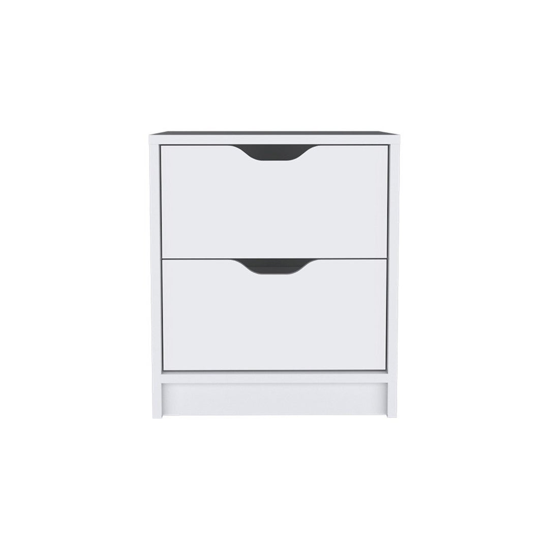 19" White Two Drawer Faux Wood Nightstand Image 5