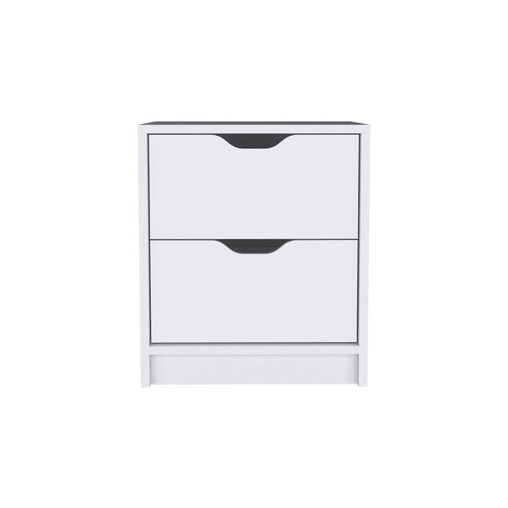 19" White Two Drawer Faux Wood Nightstand Image 5