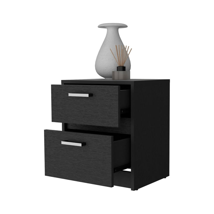 19" Black Two Drawer Nightstand With Integrated Tech Image 7