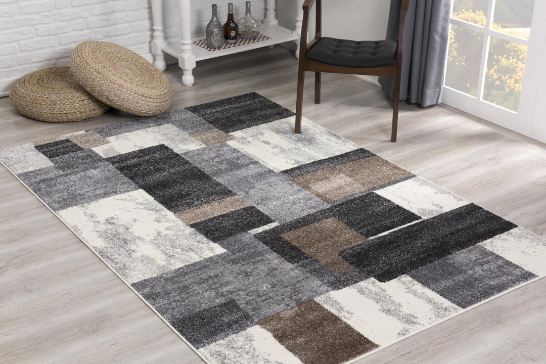 2 X 15 Brown Geometric Power Loom Stain Resistant Area Rug Image 5