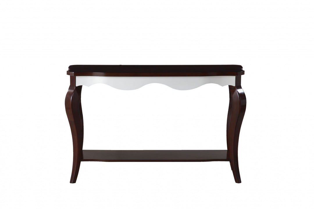 17" X 48" X 30" Walnut White Wood Sofa Table Image 3