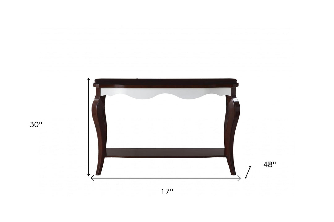 17" X 48" X 30" Walnut White Wood Sofa Table Image 4