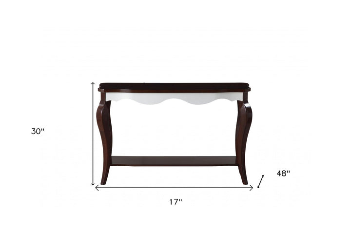 17" X 48" X 30" Walnut White Wood Sofa Table Image 4