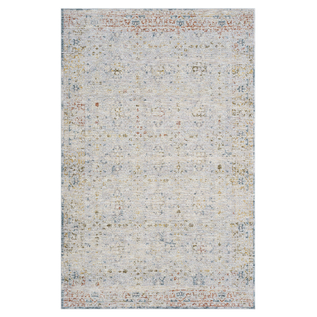 5 x 8 Ivory and Blue Floral Area Rug Image 1