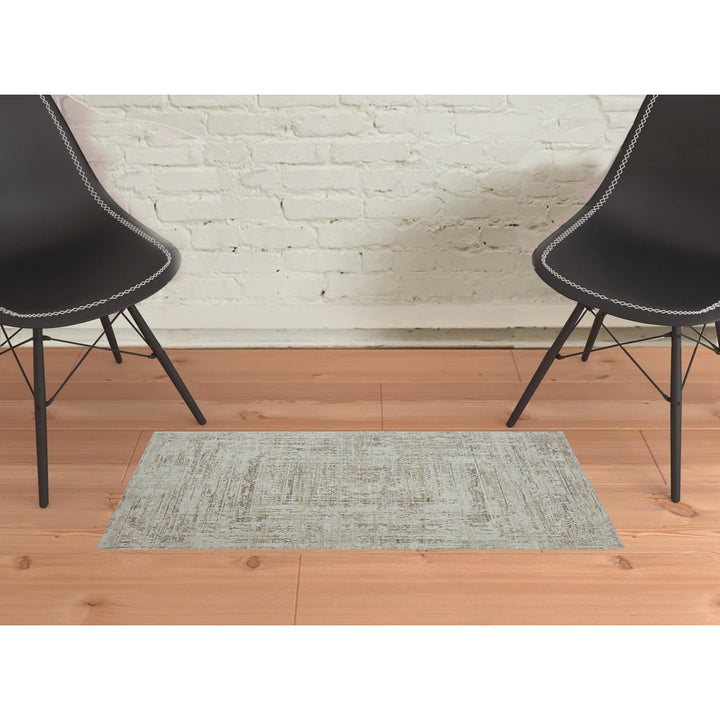 2 X 3 Beige Abstract Distressed Area Rug Image 4