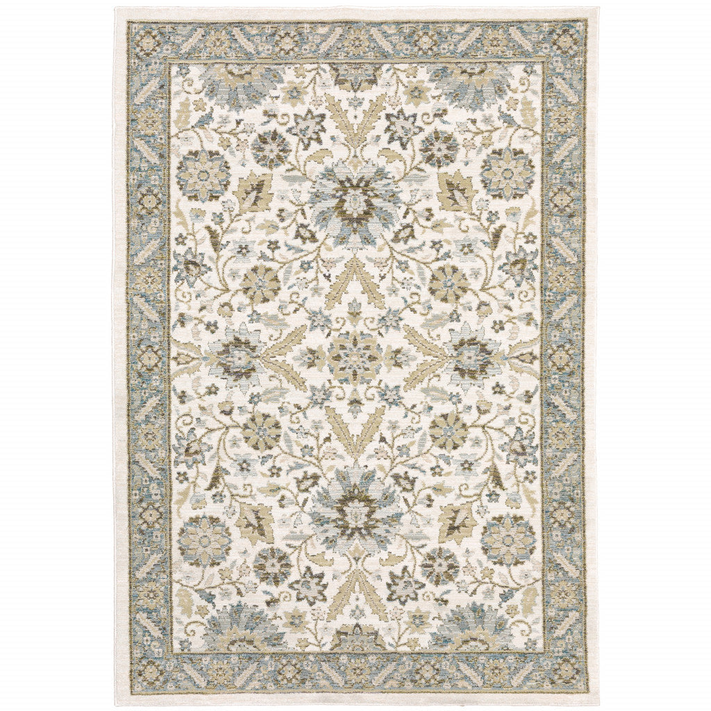 2 x 3 Gray and Ivory Oriental Power Loom Area Rug Image 1