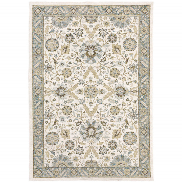 2 x 3 Gray and Ivory Oriental Power Loom Area Rug Image 1