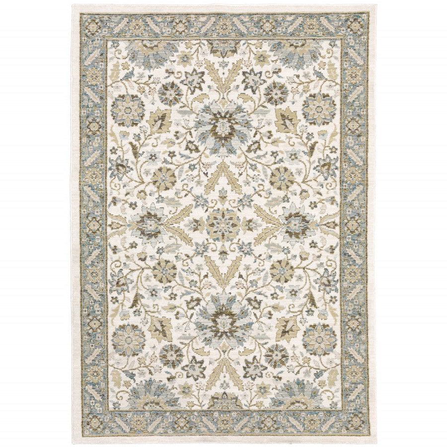 2 x 3 Gray and Ivory Oriental Power Loom Area Rug Image 1