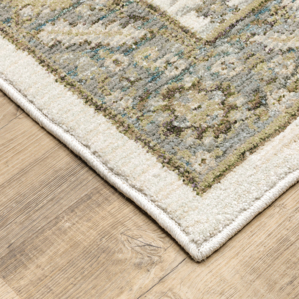 2 x 3 Gray and Ivory Oriental Power Loom Area Rug Image 2