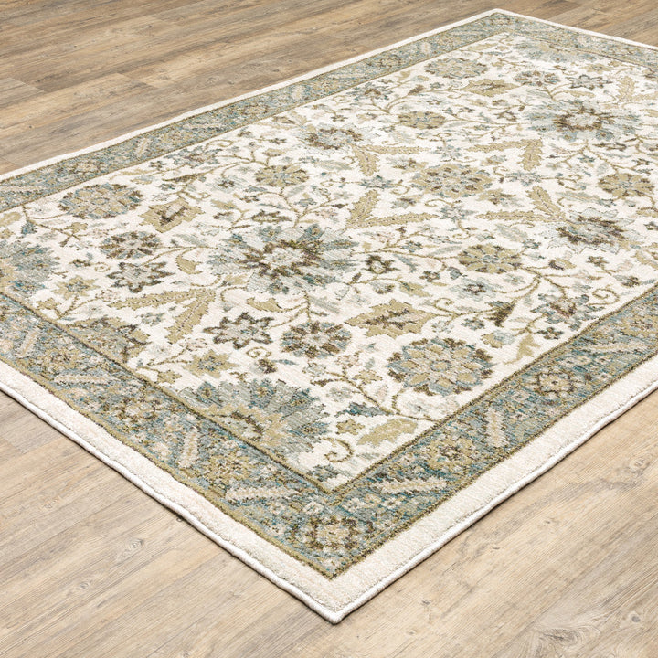 2 x 3 Gray and Ivory Oriental Power Loom Area Rug Image 3