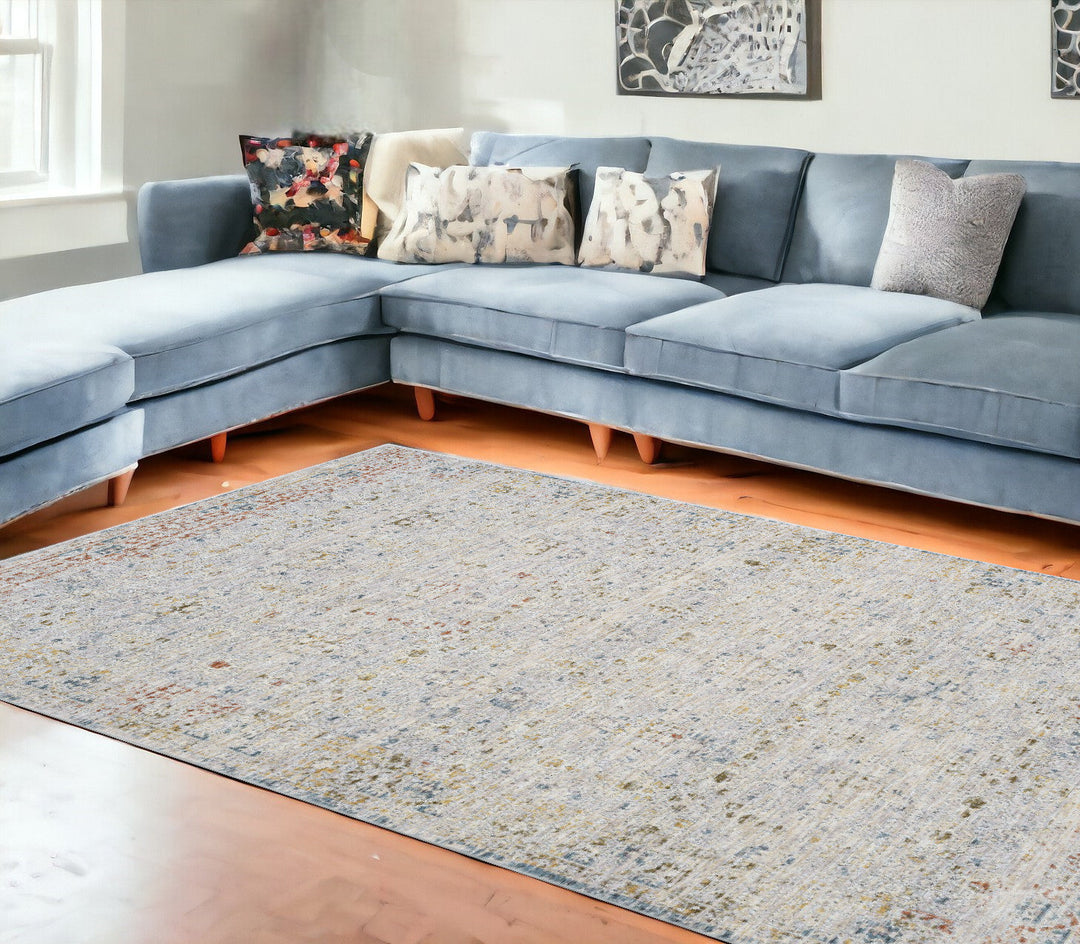 5 x 8 Ivory and Blue Floral Area Rug Image 4