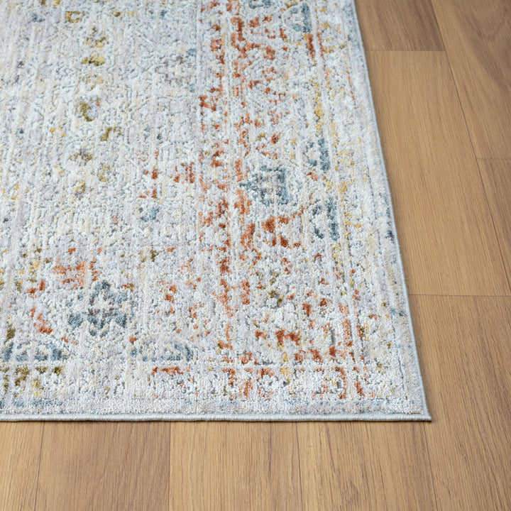 5 x 8 Ivory and Blue Floral Area Rug Image 10