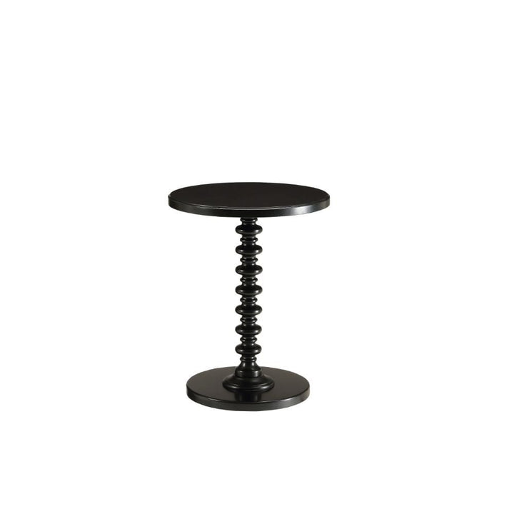 22" Black Solid Wood Round End Table Image 1