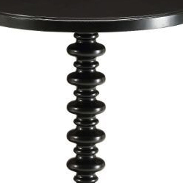 22" Black Solid Wood Round End Table Image 5