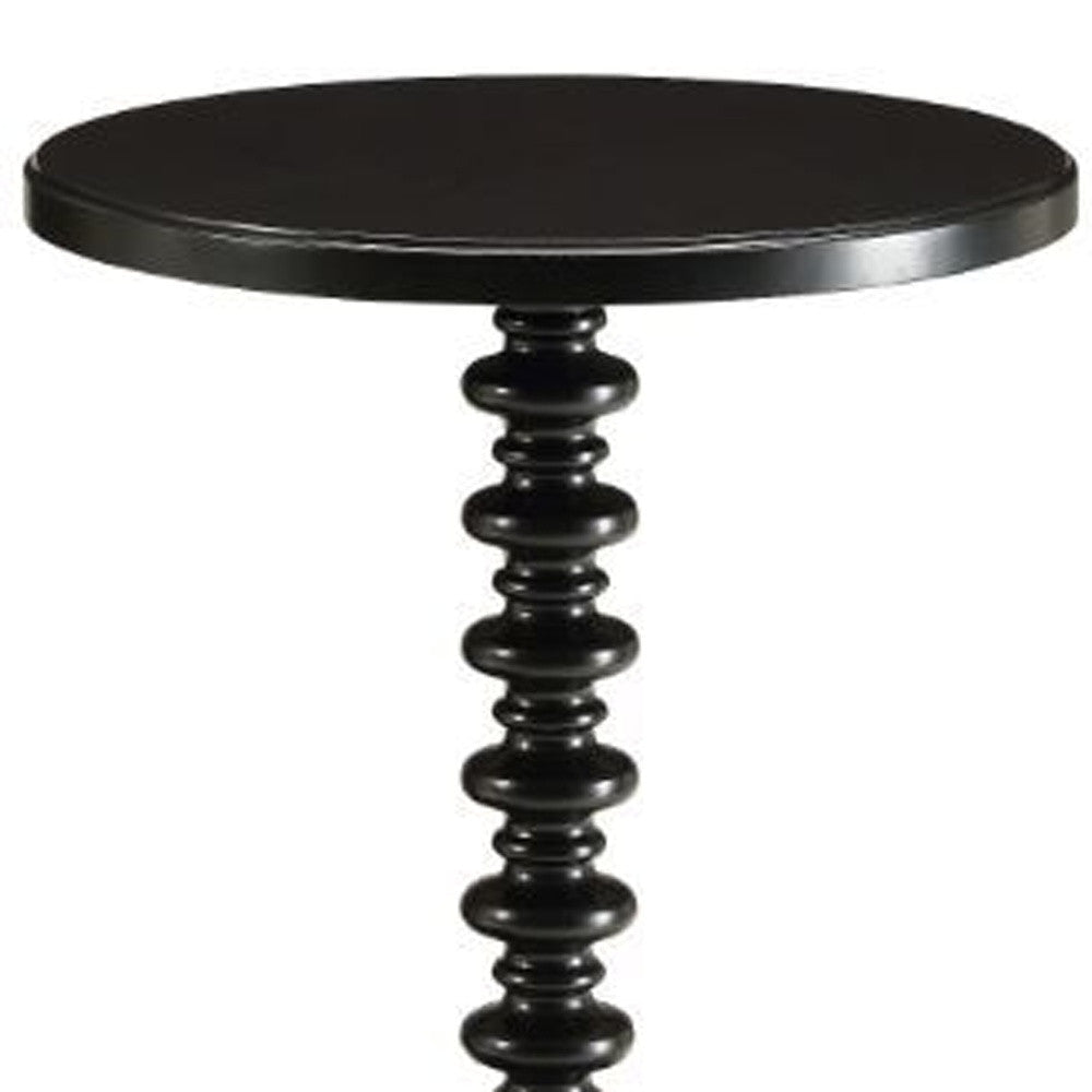 22" Black Solid Wood Round End Table Image 6