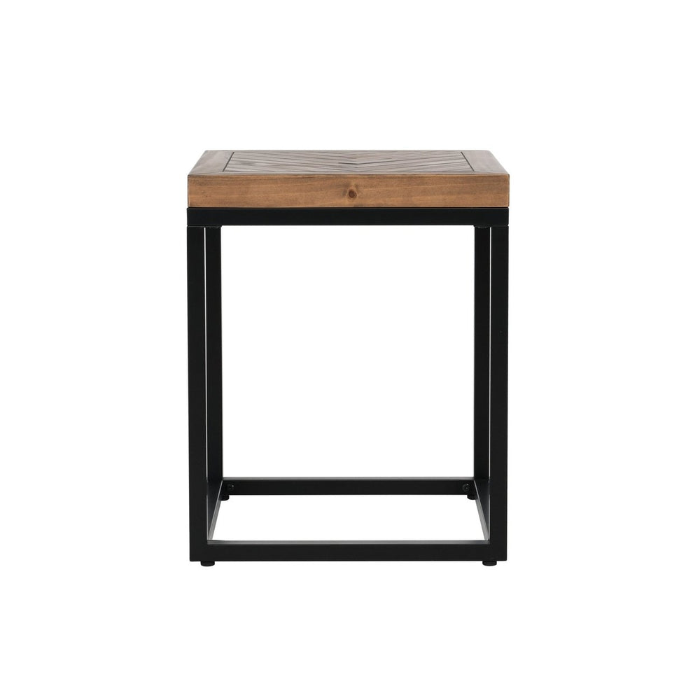 22" Black And Brown Solid Wood End Table Image 2