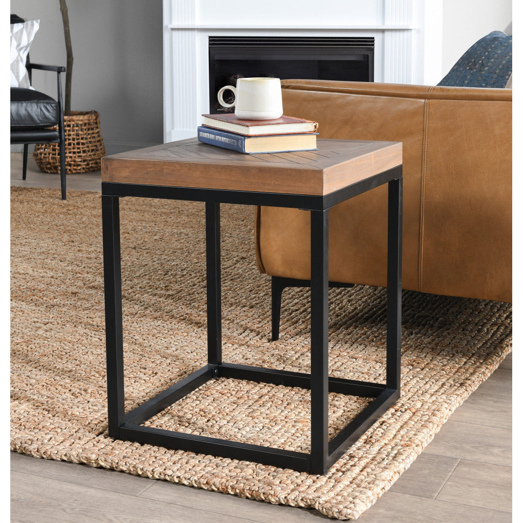 22" Black And Brown Solid Wood End Table Image 4