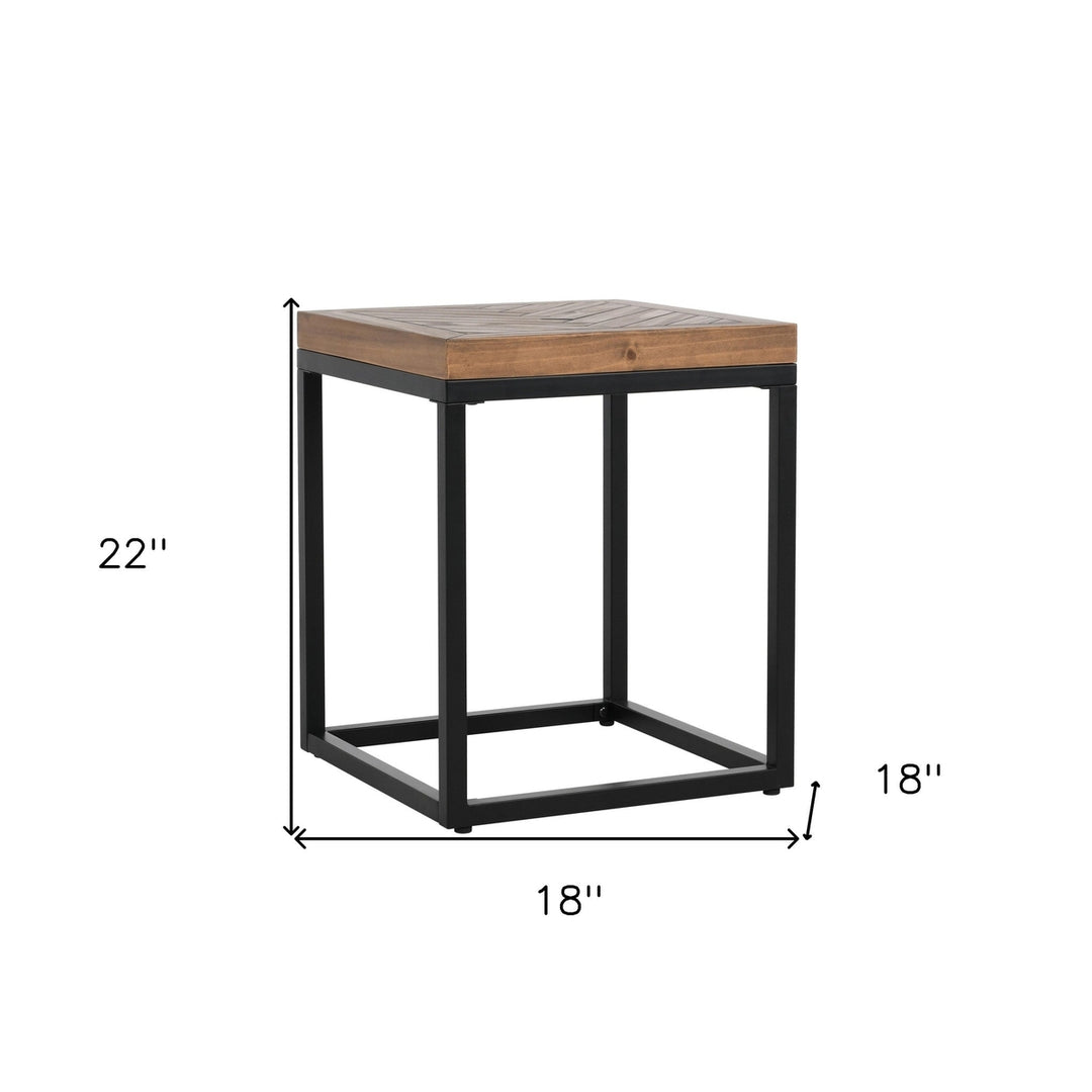 22" Black And Brown Solid Wood End Table Image 5