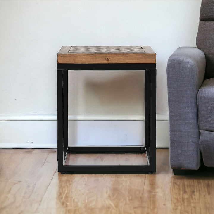 22" Black And Brown Solid Wood End Table Image 6