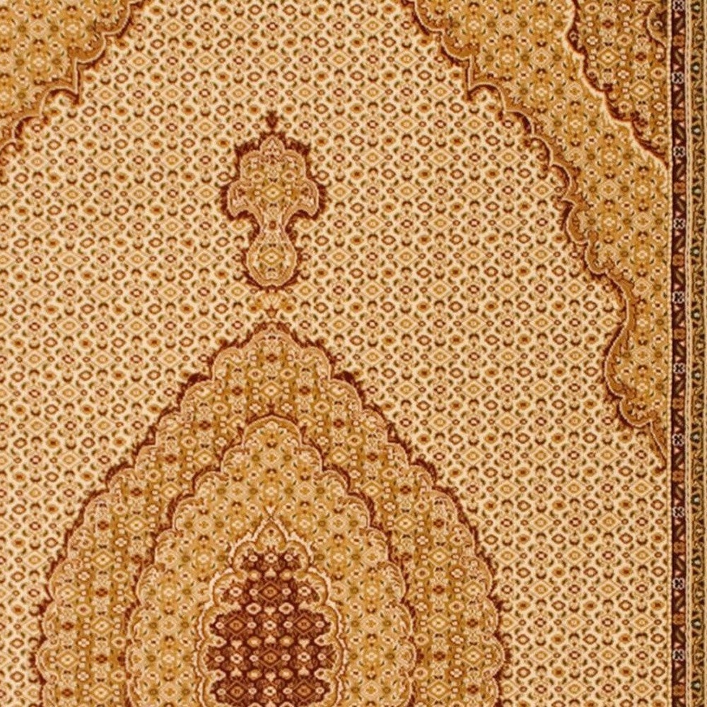 20 Runner Beige and Ivory Oriental Power Loom Runner Rug Image 8