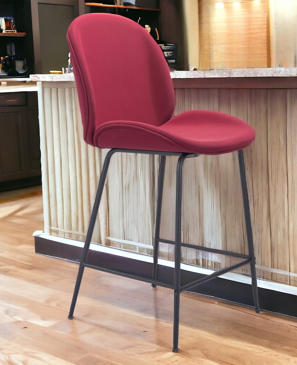 26" Red And Black Steel Low Back Counter Height Bar Chair Image 2